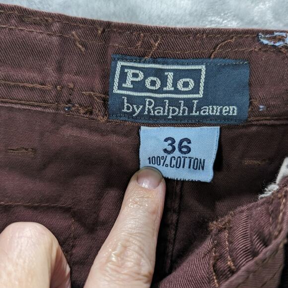 Polo Ralph Lauren Cargo Shorts Mens Maroon Red Size 36 Baggy Y2K Preppy Belt - Picture 6 of 7